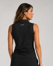 GWW Women's Floral Performance Sleeveless Golf Polo – Black